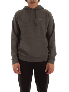 Woolrich felpa con cappuccio in misto cotone da uomo charcoal melange