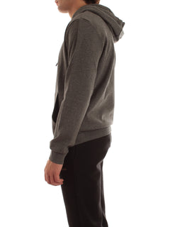 Woolrich felpa con cappuccio in misto cotone da uomo charcoal melange