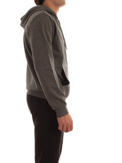 Woolrich felpa con cappuccio in misto cotone da uomo charcoal melange