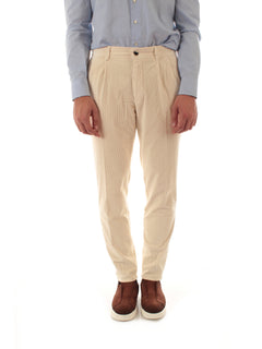 Incotex pantalone in velluto a coste da uomo avorio
