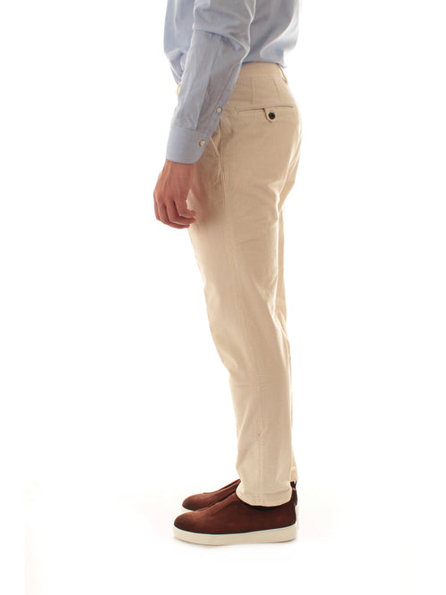 Incotex pantalone in velluto a coste da uomo avorio