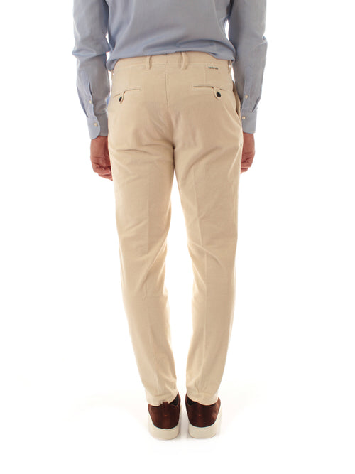 Incotex pantalone in velluto a coste da uomo avorio