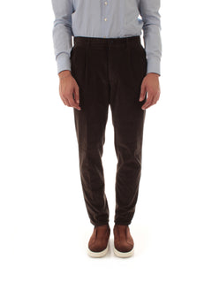 Incotex pantalone in velluto a coste da uomo marrone