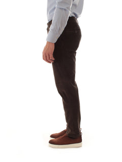 Incotex pantalone in velluto a coste da uomo marrone