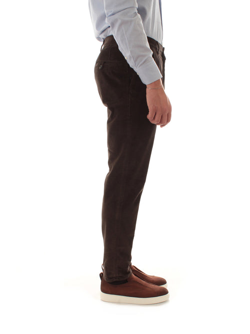 Incotex pantalone in velluto a coste da uomo marrone