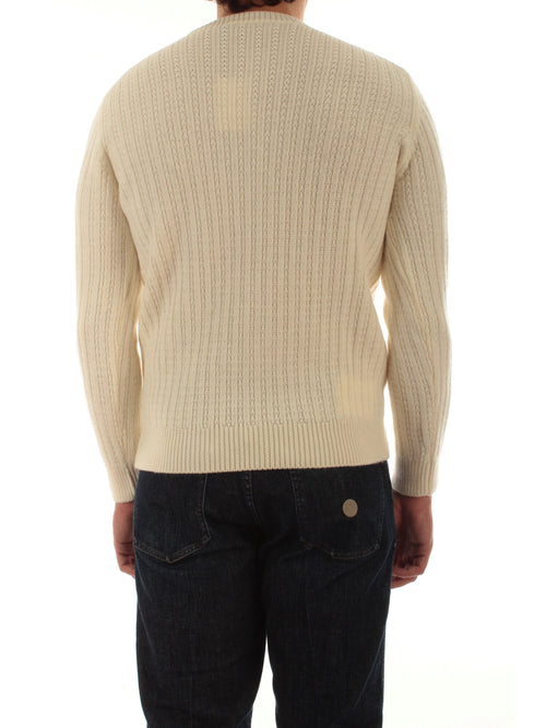 Mauro Ottaviani maglia girocollo a trecce da uomo bianco