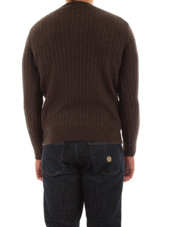 Mauro Ottaviani maglia girocollo a trecce da uomo noce melange