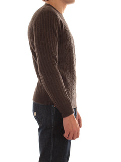 Mauro Ottaviani maglia girocollo a trecce da uomo noce melange