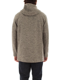 Herno parka lungo in herringbone da uomo grigio chiaro