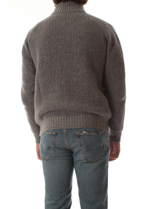 Fedeli cardigan in misto lana e cashmere da uomo grigio