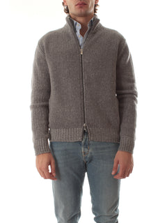 Fedeli cardigan in misto lana e cashmere da uomo grigio