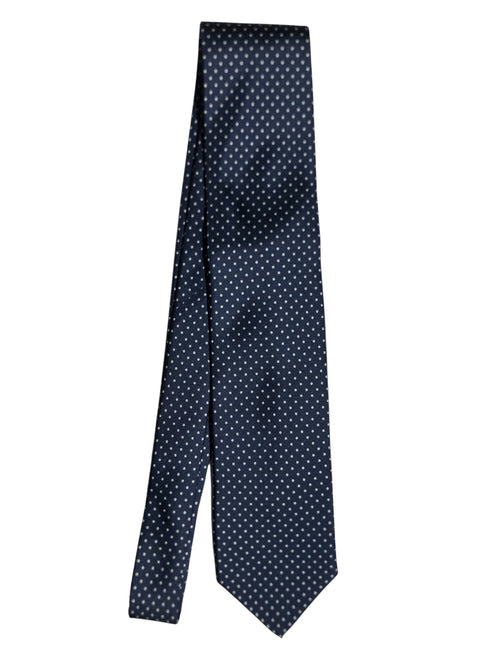 Fefè cravatta 3 pieghe da uomo in seta micropois blu/bianco