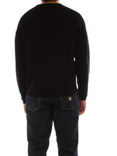 Premiata maglia girocollo in lana da uomo nero