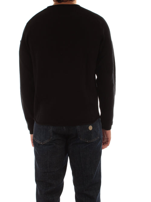 Premiata maglia girocollo in lana da uomo nero