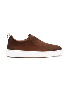 Santoni sneaker slip on in nabuk da uomo brown