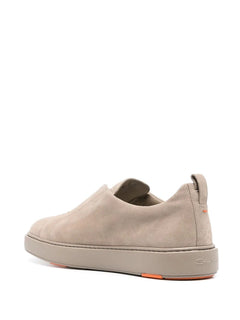 Santoni sneaker slip on in suede da uomo beige