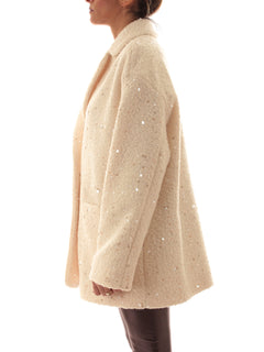 Emme Marella RANCH cappotto con paillettes da donna burro