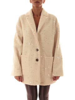 Emme Marella RANCH cappotto con paillettes da donna burro
