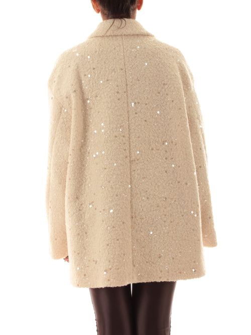 Emme Marella RANCH cappotto con paillettes da donna burro
