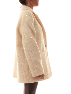 Emme Marella RANCH cappotto con paillettes da donna burro