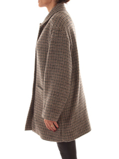 Emme Marella ZINNIA giaccone in panno di lana a quadri da donna testa di moro