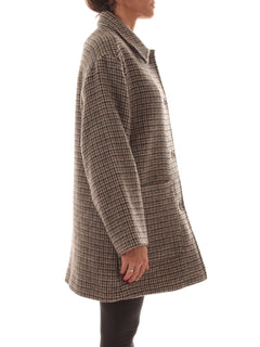 Emme Marella ZINNIA giaccone in panno di lana a quadri da donna testa di moro