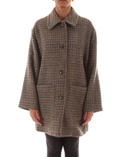 Emme Marella ZINNIA giaccone in panno di lana a quadri da donna testa di moro