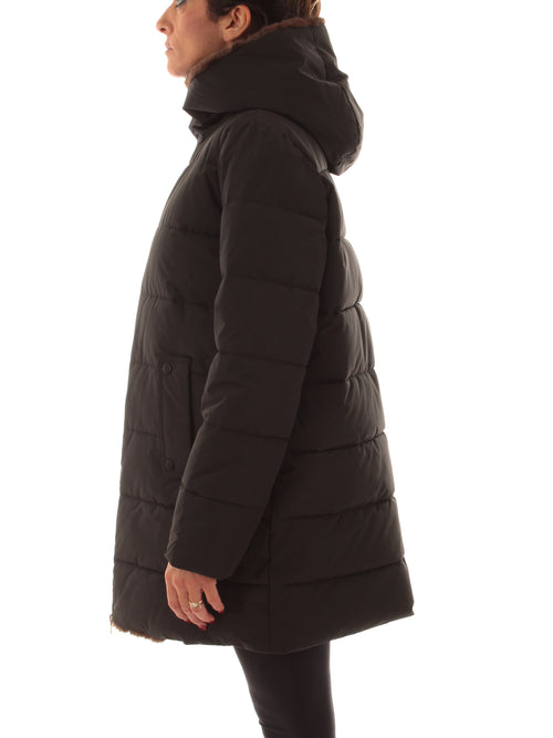 Emme Marella GEBEL piumino lungo in taffetà da donna nero