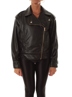 Emme Marella NURSE giacca-chiodo in similpelle da donna nero