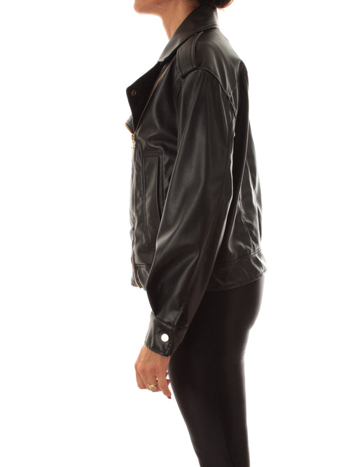 Emme Marella NURSE giacca-chiodo in similpelle da donna nero