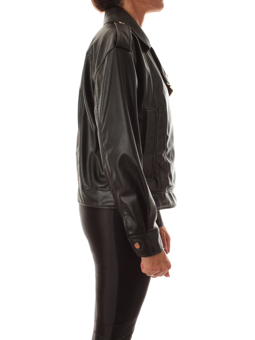 Emme Marella NURSE giacca-chiodo in similpelle da donna nero