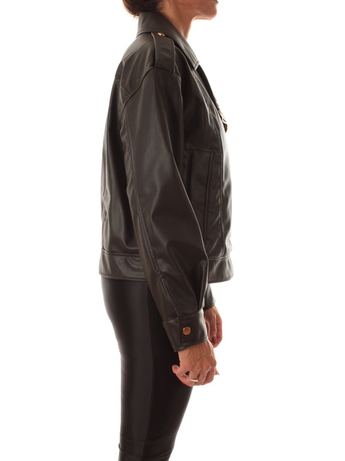 Emme Marella NURSE giacca-chiodo in similpelle da donna testa di moro