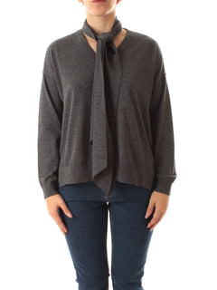 Emme Marella EROICO maglia over con sciarpa da donna grigio scuro
