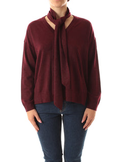 Emme Marella EROICO maglia over con sciarpa da donna bordeaux