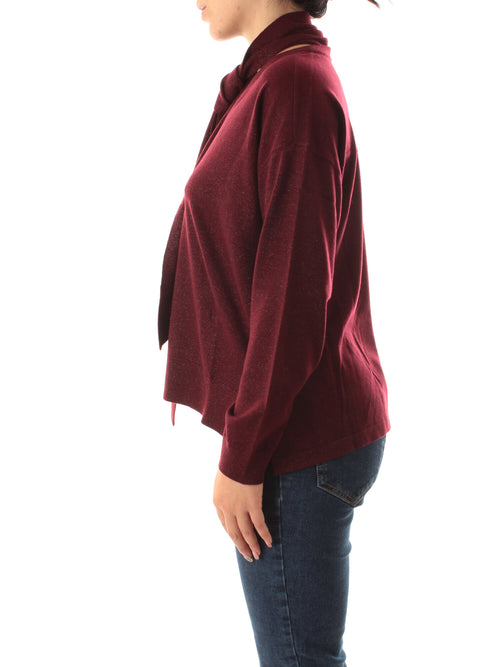 Emme Marella EROICO maglia over con sciarpa da donna bordeaux