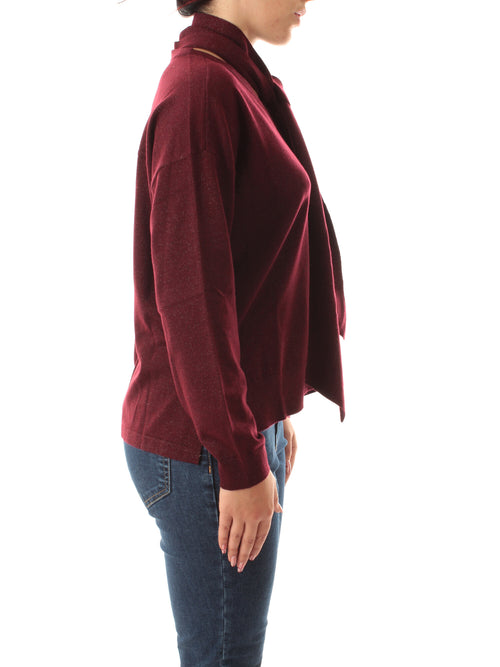 Emme Marella EROICO maglia over con sciarpa da donna bordeaux