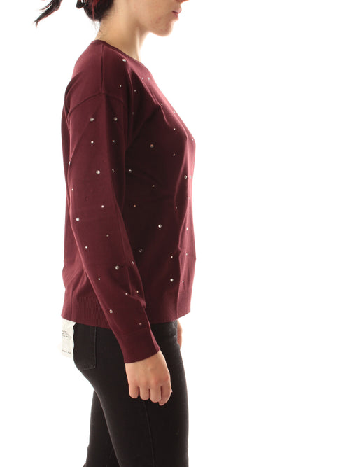 Emme Marella EMBASSY maglia con cristalli da donna bordeaux