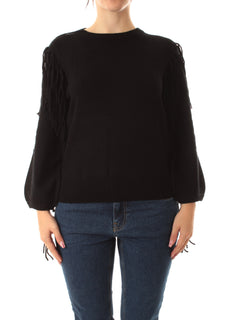 Emme Marella FALCO maglia over con frange da donna nero