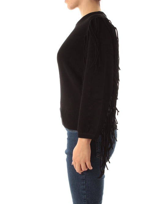Emme Marella FALCO maglia over con frange da donna nero