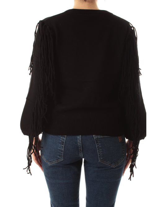 Emme Marella FALCO maglia over con frange da donna nero