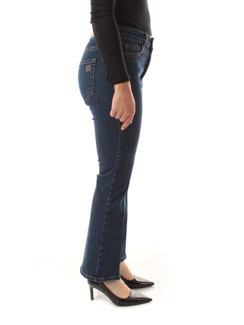 Emme Marella IBISCO jeans flare cropped da donna blu medio