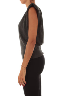 Twinset top in maglia con maniche ad aletta da donna grigio antracite