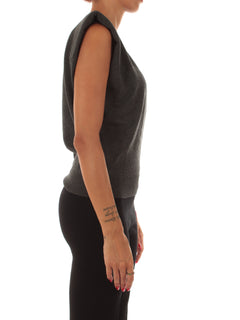Twinset top in maglia con maniche ad aletta da donna grigio antracite