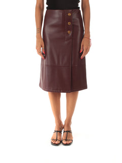 Twinset gonna longuette effetto pelle con bottoni da donna winetasting