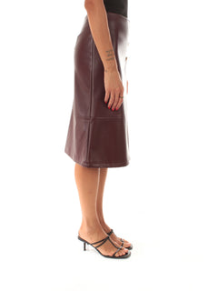 Twinset gonna longuette effetto pelle con bottoni da donna winetasting