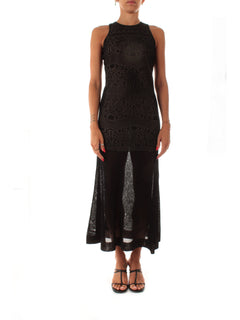 Twinset abito in maglia traforata da donna nero