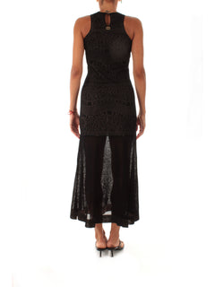 Twinset abito in maglia traforata da donna nero