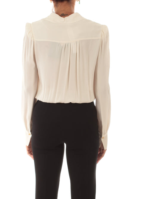 Twinset body in crêpe de Chine con arricciature da donna giglio