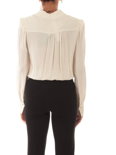 Twinset body in crêpe de Chine con arricciature da donna giglio