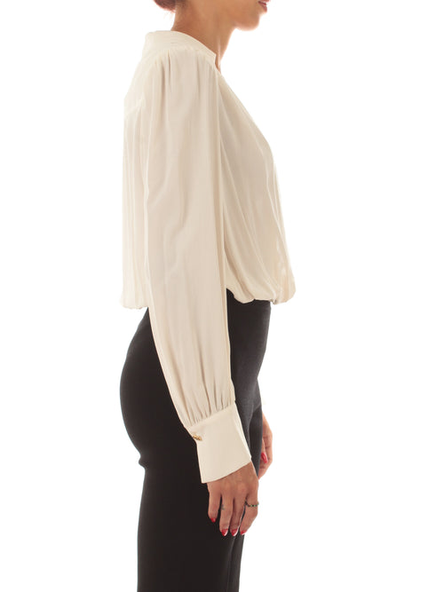 Twinset body in crêpe de Chine con arricciature da donna giglio